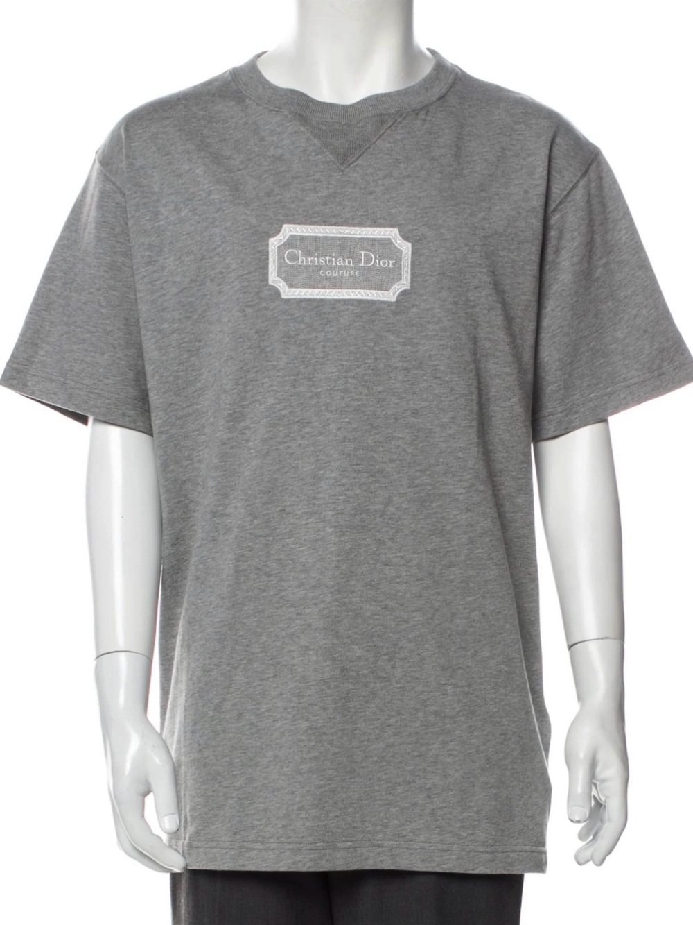 Dior Grey Embroidered Logo Short-Sleeve T-Shirt
